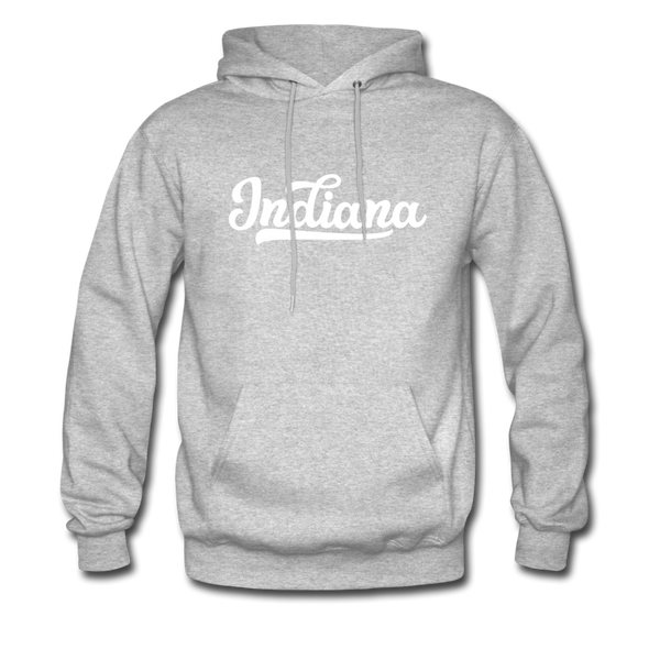 Indiana Hoodie - Hand Lettered Unisex Indiana Hooded Sweatshirt - heather gray