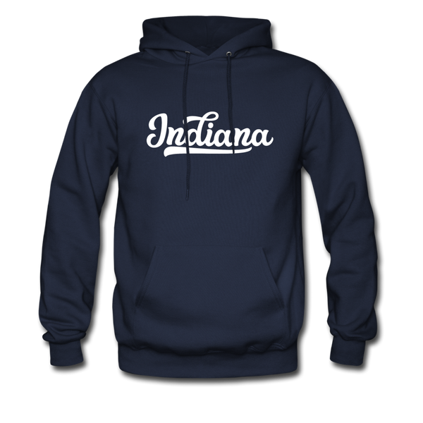 Indiana Hoodie - Hand Lettered Unisex Indiana Hooded Sweatshirt - navy