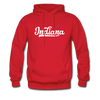 Indiana Hoodie - Hand Lettered Unisex Indiana Hooded Sweatshirt - red
