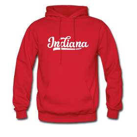 Indiana Hoodie - Hand Lettered Unisex Indiana Hooded Sweatshirt - red