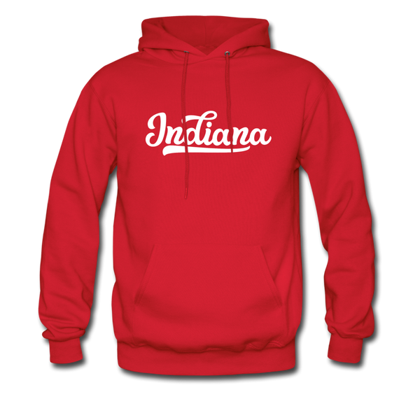 Indiana Hoodie - Hand Lettered Unisex Indiana Hooded Sweatshirt - red