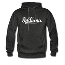 Indiana Hoodie - Hand Lettered Unisex Indiana Hooded Sweatshirt - charcoal gray