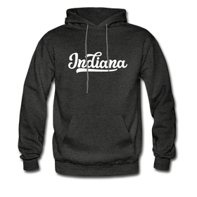 Indiana Hoodie - Hand Lettered Unisex Indiana Hooded Sweatshirt - charcoal gray