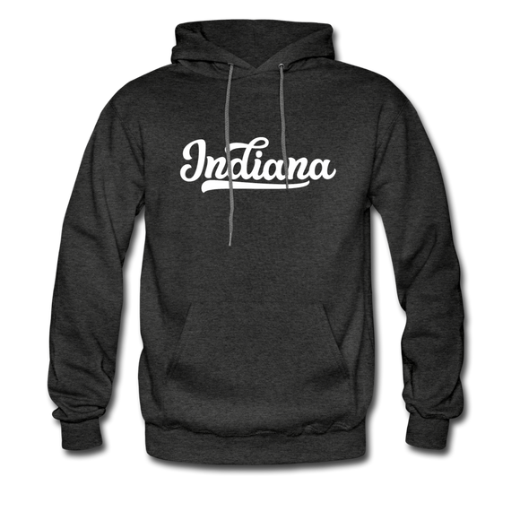 Indiana Hoodie - Hand Lettered Unisex Indiana Hooded Sweatshirt - charcoal gray