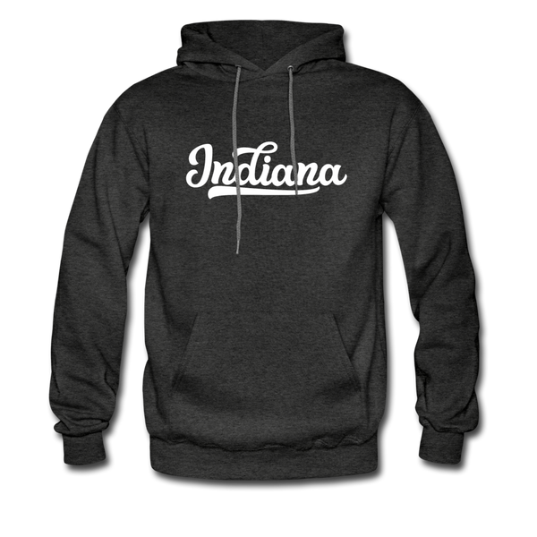 Indiana Hoodie - Hand Lettered Unisex Indiana Hooded Sweatshirt - charcoal gray