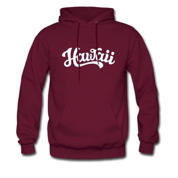 Hawaii Hoodie - Hand Lettered Unisex Hawaii Hooded Sweatshirt - burgundy