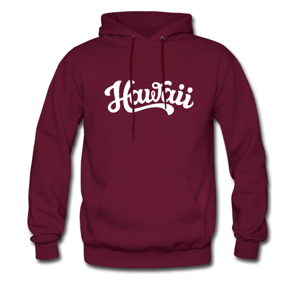 Hawaii Hoodie - Hand Lettered Unisex Hawaii Hooded Sweatshirt - burgundy
