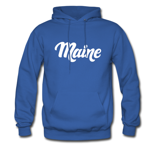 Maine Hoodie - Hand Lettered Unisex Maine Hooded Sweatshirt - royal blue