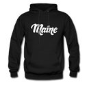 Maine Hoodie - Hand Lettered Unisex Maine Hooded Sweatshirt - black
