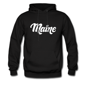 Maine Hoodie - Hand Lettered Unisex Maine Hooded Sweatshirt - black
