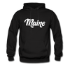 Maine Hoodie - Hand Lettered Unisex Maine Hooded Sweatshirt - black