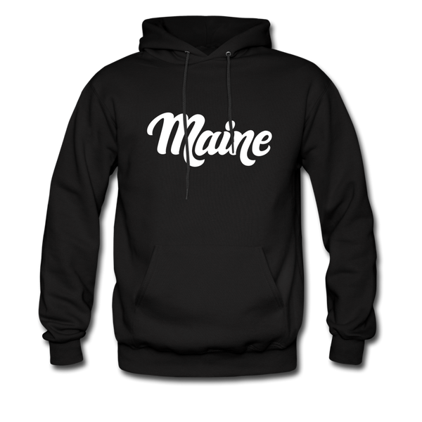 Maine Hoodie - Hand Lettered Unisex Maine Hooded Sweatshirt - black