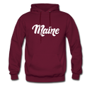 Maine Hoodie - Hand Lettered Unisex Maine Hooded Sweatshirt - burgundy