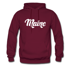 Maine Hoodie - Hand Lettered Unisex Maine Hooded Sweatshirt - burgundy