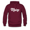 Maine Hoodie - Hand Lettered Unisex Maine Hooded Sweatshirt - burgundy
