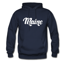 Maine Hoodie - Hand Lettered Unisex Maine Hooded Sweatshirt - navy