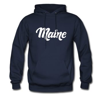 Maine Hoodie - Hand Lettered Unisex Maine Hooded Sweatshirt - navy