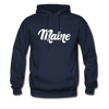 Maine Hoodie - Hand Lettered Unisex Maine Hooded Sweatshirt - navy