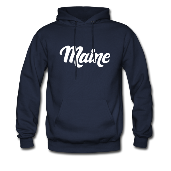 Maine Hoodie - Hand Lettered Unisex Maine Hooded Sweatshirt - navy