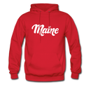 Maine Hoodie - Hand Lettered Unisex Maine Hooded Sweatshirt - red
