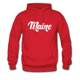 Maine Hoodie - Hand Lettered Unisex Maine Hooded Sweatshirt - red