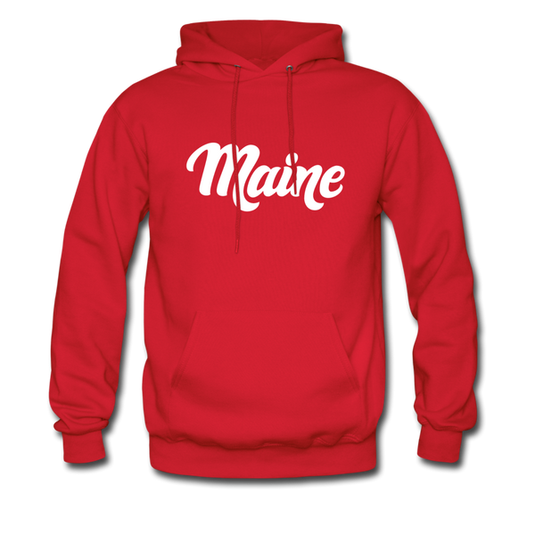 Maine Hoodie - Hand Lettered Unisex Maine Hooded Sweatshirt - red