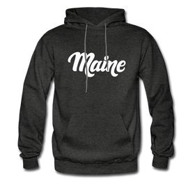 Maine Hoodie - Hand Lettered Unisex Maine Hooded Sweatshirt - charcoal gray