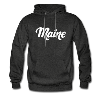 Maine Hoodie - Hand Lettered Unisex Maine Hooded Sweatshirt - charcoal gray