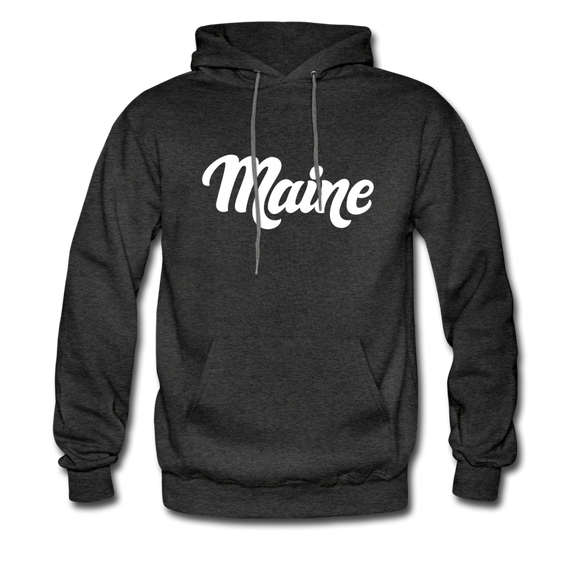 Maine Hoodie - Hand Lettered Unisex Maine Hooded Sweatshirt - charcoal gray