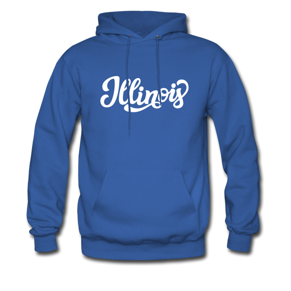 Illinois Hoodie - Hand Lettered Unisex Illinois Hooded Sweatshirt - royal blue