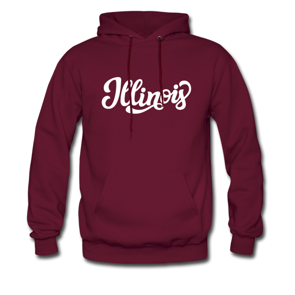 Illinois Hoodie - Hand Lettered Unisex Illinois Hooded Sweatshirt - burgundy