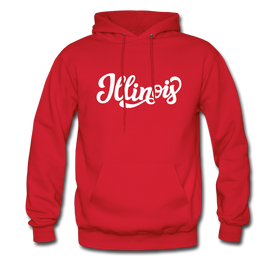 Illinois Hoodie - Hand Lettered Unisex Illinois Hooded Sweatshirt - red