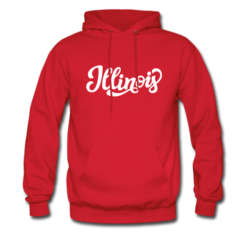 Illinois Hoodie - Hand Lettered Unisex Illinois Hooded Sweatshirt - red