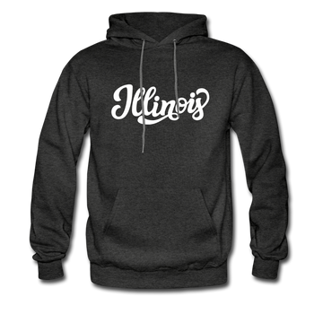 Illinois Hoodie - Hand Lettered Unisex Illinois Hooded Sweatshirt - charcoal gray