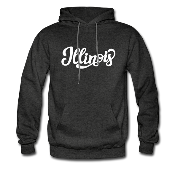 Illinois Hoodie - Hand Lettered Unisex Illinois Hooded Sweatshirt - charcoal gray