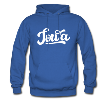 Iowa Hoodie - Hand Lettered Unisex Iowa Hooded Sweatshirt - royal blue