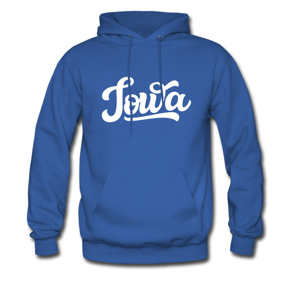 Iowa Hoodie - Hand Lettered Unisex Iowa Hooded Sweatshirt - royal blue