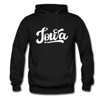Iowa Hoodie - Hand Lettered Unisex Iowa Hooded Sweatshirt - black