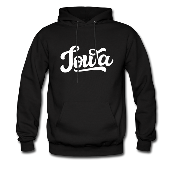 Iowa Hoodie - Hand Lettered Unisex Iowa Hooded Sweatshirt - black