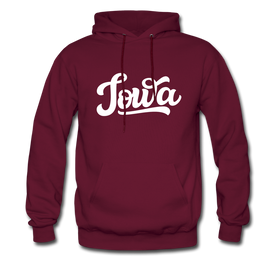 Iowa Hoodie - Hand Lettered Unisex Iowa Hooded Sweatshirt - burgundy