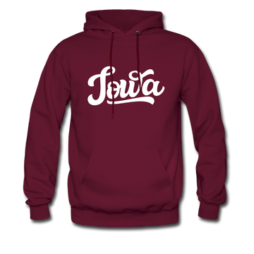 Iowa Hoodie - Hand Lettered Unisex Iowa Hooded Sweatshirt - burgundy