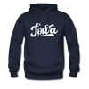 Iowa Hoodie - Hand Lettered Unisex Iowa Hooded Sweatshirt - navy