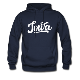Iowa Hoodie - Hand Lettered Unisex Iowa Hooded Sweatshirt - navy