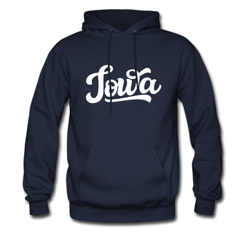 Iowa Hoodie - Hand Lettered Unisex Iowa Hooded Sweatshirt - navy
