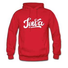 Iowa Hoodie - Hand Lettered Unisex Iowa Hooded Sweatshirt - red