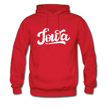 Iowa Hoodie - Hand Lettered Unisex Iowa Hooded Sweatshirt - red
