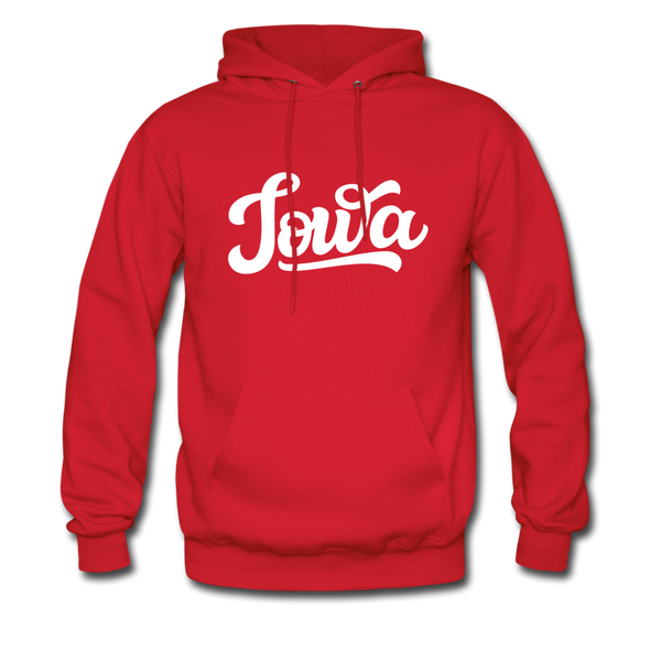 Iowa Hoodie - Hand Lettered Unisex Iowa Hooded Sweatshirt - red