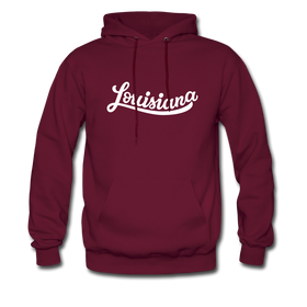 Louisiana Hoodie - Hand Lettered Unisex Louisiana Hooded Sweatshirt - burgundy