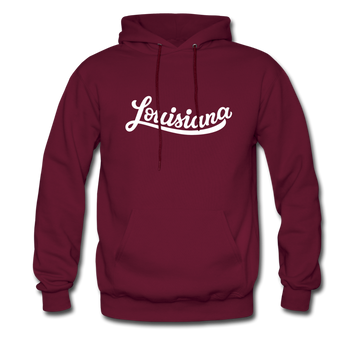 Louisiana Hoodie - Hand Lettered Unisex Louisiana Hooded Sweatshirt - burgundy