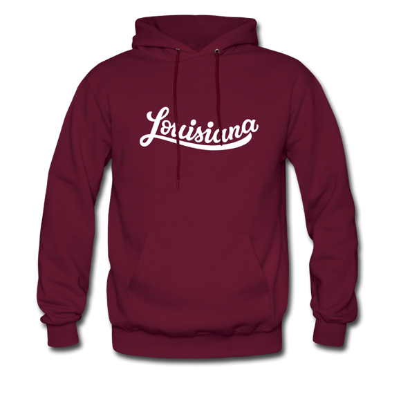 Louisiana Hoodie - Hand Lettered Unisex Louisiana Hooded Sweatshirt - burgundy
